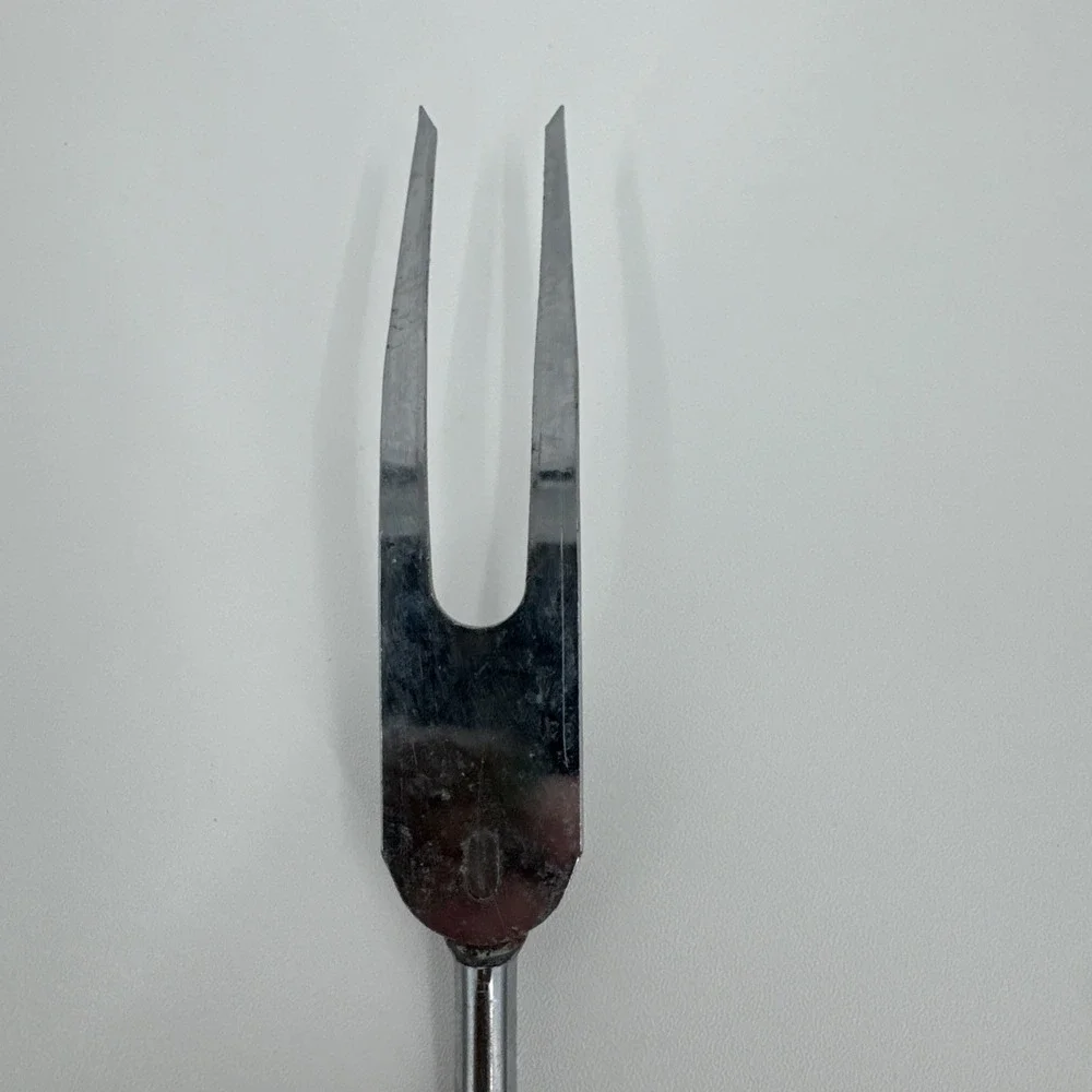 vintage Ekco pastel yellow handle Chrome Plate serving fork meat‎ fork Utensil